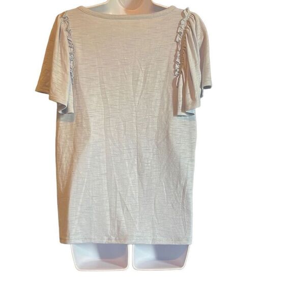 Lauren Conrad Large Blue Ruffle Sleeve V Neck Lightweight Top NWOT Lagenlook - Picture 2 of 8